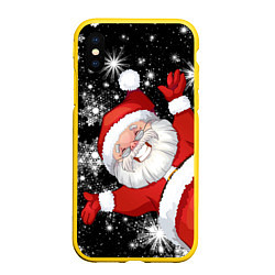 Чехол iPhone XS Max матовый Веселый Санта, цвет: 3D-желтый