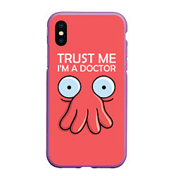 Чехол iPhone XS Max матовый Trust Me I'm a Doctor, цвет: 3D-фиолетовый