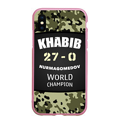 Чехол iPhone XS Max матовый Khabib: 27 - 0, цвет: 3D-розовый