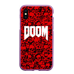 Чехол iPhone XS Max матовый DOOM: Blooded Skuls, цвет: 3D-фиолетовый