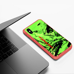 Чехол iPhone XS Max матовый Cyberpunk 2077: Green Breaks, цвет: 3D-красный — фото 2