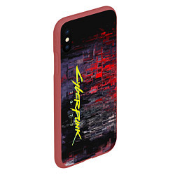 Чехол iPhone XS Max матовый Cyberpunk 2077, цвет: 3D-красный — фото 2
