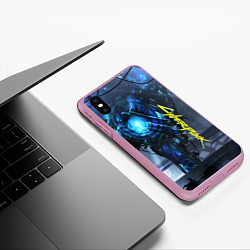 Чехол iPhone XS Max матовый Cyberpunk 2077, цвет: 3D-розовый — фото 2