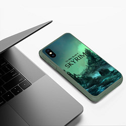 Чехол iPhone XS Max матовый SKYRIM, цвет: 3D-темно-зеленый — фото 2