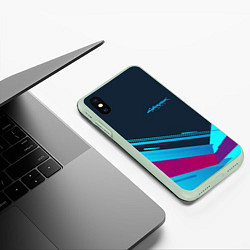 Чехол iPhone XS Max матовый Cyberpunk 2077, цвет: 3D-салатовый — фото 2
