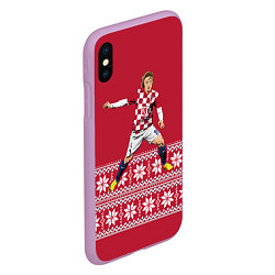 Чехол iPhone XS Max матовый Luka Modric, цвет: 3D-сиреневый — фото 2