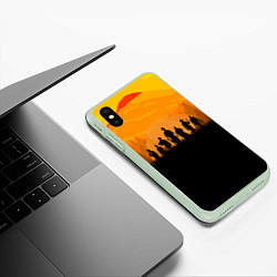 Чехол iPhone XS Max матовый Red Dead Redemption: Orange Sun, цвет: 3D-салатовый — фото 2
