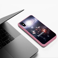 Чехол iPhone XS Max матовый Mass Effect 3, цвет: 3D-малиновый — фото 2