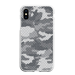 Чехол iPhone XS Max матовый Серый камуфляж, цвет: 3D-белый