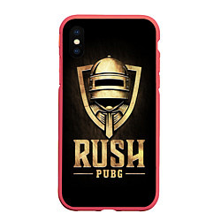 Чехол iPhone XS Max матовый Rush PUBG, цвет: 3D-красный