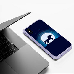 Чехол iPhone XS Max матовый Лошадь под луной, цвет: 3D-светло-сиреневый — фото 2