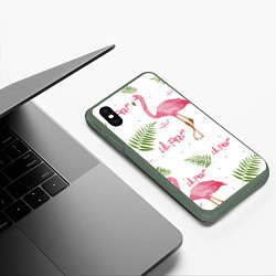 Чехол iPhone XS Max матовый Lil Peep: Pink Flamingo, цвет: 3D-темно-зеленый — фото 2