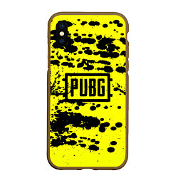 Чехол iPhone XS Max матовый PUBG: Yellow Stained, цвет: 3D-коричневый