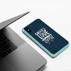 Чехол iPhone XS Max матовый Ghouls Love Coffee, цвет: 3D-мятный — фото 2