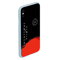 Чехол iPhone XS Max матовый 21 Pilots: Red & Black, цвет: 3D-голубой — фото 2