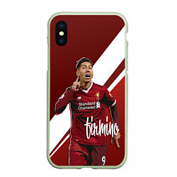 Чехол iPhone XS Max матовый Roberto Firmino, цвет: 3D-салатовый