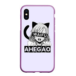 Чехол iPhone XS Max матовый Ahegao Waifu, цвет: 3D-фиолетовый