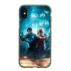 Чехол iPhone XS Max матовый Resident Evil 2, цвет: 3D-темно-зеленый