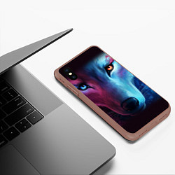 Чехол iPhone XS Max матовый Волчий взгляд, цвет: 3D-коричневый — фото 2