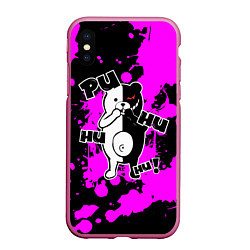 Чехол iPhone XS Max матовый MONOKUMA Puhuhuhu, цвет: 3D-малиновый