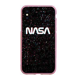 Чехол iPhone XS Max матовый NASA: Space Glitch, цвет: 3D-розовый