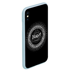 Чехол iPhone XS Max матовый DOOM: Pentagram, цвет: 3D-голубой — фото 2