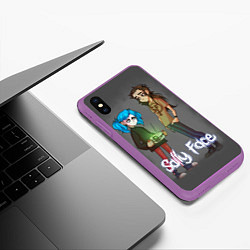 Чехол iPhone XS Max матовый Sally Face: Friends, цвет: 3D-фиолетовый — фото 2