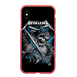 Чехол iPhone XS Max матовый Metallica, цвет: 3D-красный