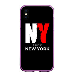 Чехол iPhone XS Max матовый New York City, цвет: 3D-фиолетовый