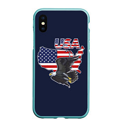 Чехол iPhone XS Max матовый USA - flag and eagle, цвет: 3D-мятный