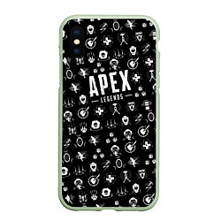 Чехол iPhone XS Max матовый Apex Legends: Black Pattern, цвет: 3D-салатовый