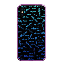 Чехол iPhone XS Max матовый Sally Face: Blue Pattern, цвет: 3D-фиолетовый