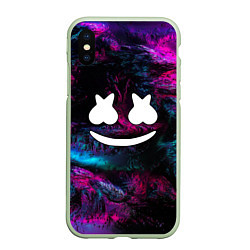 Чехол iPhone XS Max матовый Marshmello NEON, цвет: 3D-салатовый