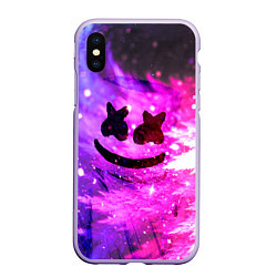 Чехол iPhone XS Max матовый Marshmello Lights, цвет: 3D-светло-сиреневый