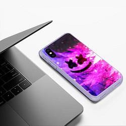 Чехол iPhone XS Max матовый Marshmello Lights, цвет: 3D-светло-сиреневый — фото 2