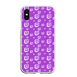 Чехол iPhone XS Max матовый Twitch: Violet Pattern, цвет: 3D-белый