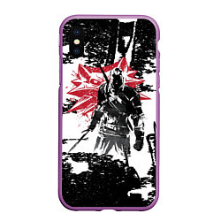 Чехол iPhone XS Max матовый Силуэт Ведьмака, цвет: 3D-фиолетовый