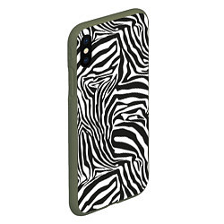 Чехол iPhone XS Max матовый Полосы шкура зебры, цвет: 3D-темно-зеленый — фото 2