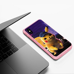 Чехол iPhone XS Max матовый Пикачу Детектив, цвет: 3D-баблгам — фото 2