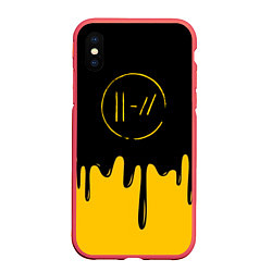 Чехол iPhone XS Max матовый 21 Pilots: Liquid Paint, цвет: 3D-красный