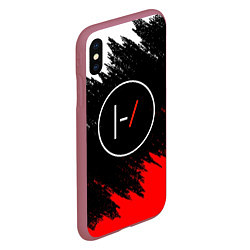 Чехол iPhone XS Max матовый 21 Pilots: Black & Red, цвет: 3D-малиновый — фото 2