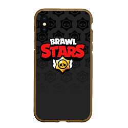 Чехол iPhone XS Max матовый Brawl Stars: Black Team, цвет: 3D-коричневый