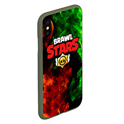 Чехол iPhone XS Max матовый BRAWL STARS, цвет: 3D-темно-зеленый — фото 2