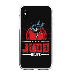 Чехол iPhone XS Max матовый Judo is life, цвет: 3D-белый