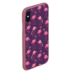 Чехол iPhone XS Max матовый Фиолетовые фламинго, цвет: 3D-малиновый — фото 2
