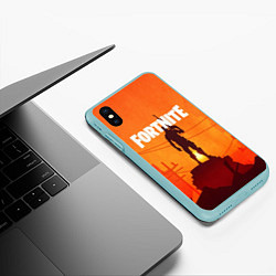 Чехол iPhone XS Max матовый Fortnite, цвет: 3D-мятный — фото 2