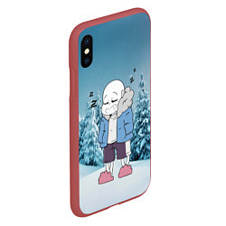 Чехол iPhone XS Max матовый Sans Winter, цвет: 3D-красный — фото 2