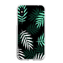 Чехол iPhone XS Max матовый Листья пальмы, цвет: 3D-белый