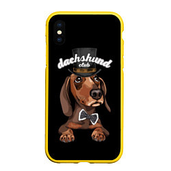 Чехол iPhone XS Max матовый Dachshund Club, цвет: 3D-желтый