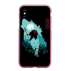 Чехол iPhone XS Max матовый Princess Mononoke, цвет: 3D-малиновый